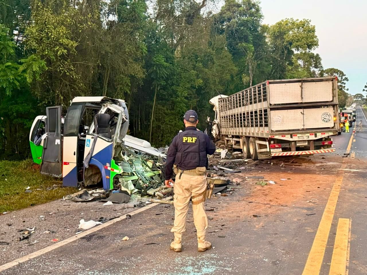 colisão frontal entre ônibus e caminhão deixa 23 mortos em Ipiranga