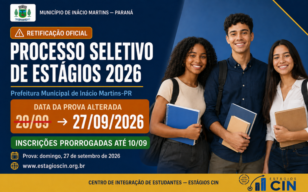 Prefeitura prorroga inscrições para processo seletivo de estagiários em Inácio Martins